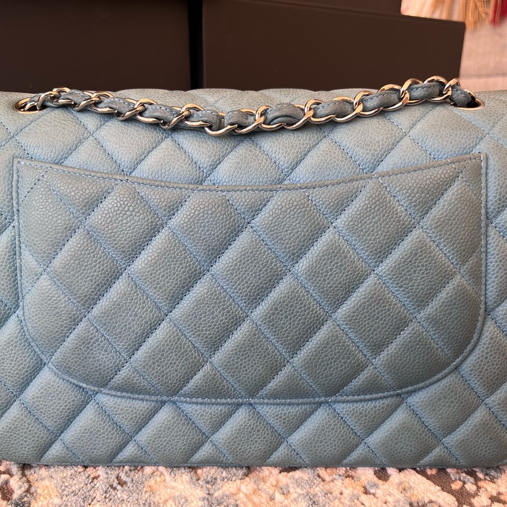 Chanel Caviar Jumbo double flap blue - Picture 6 of 16